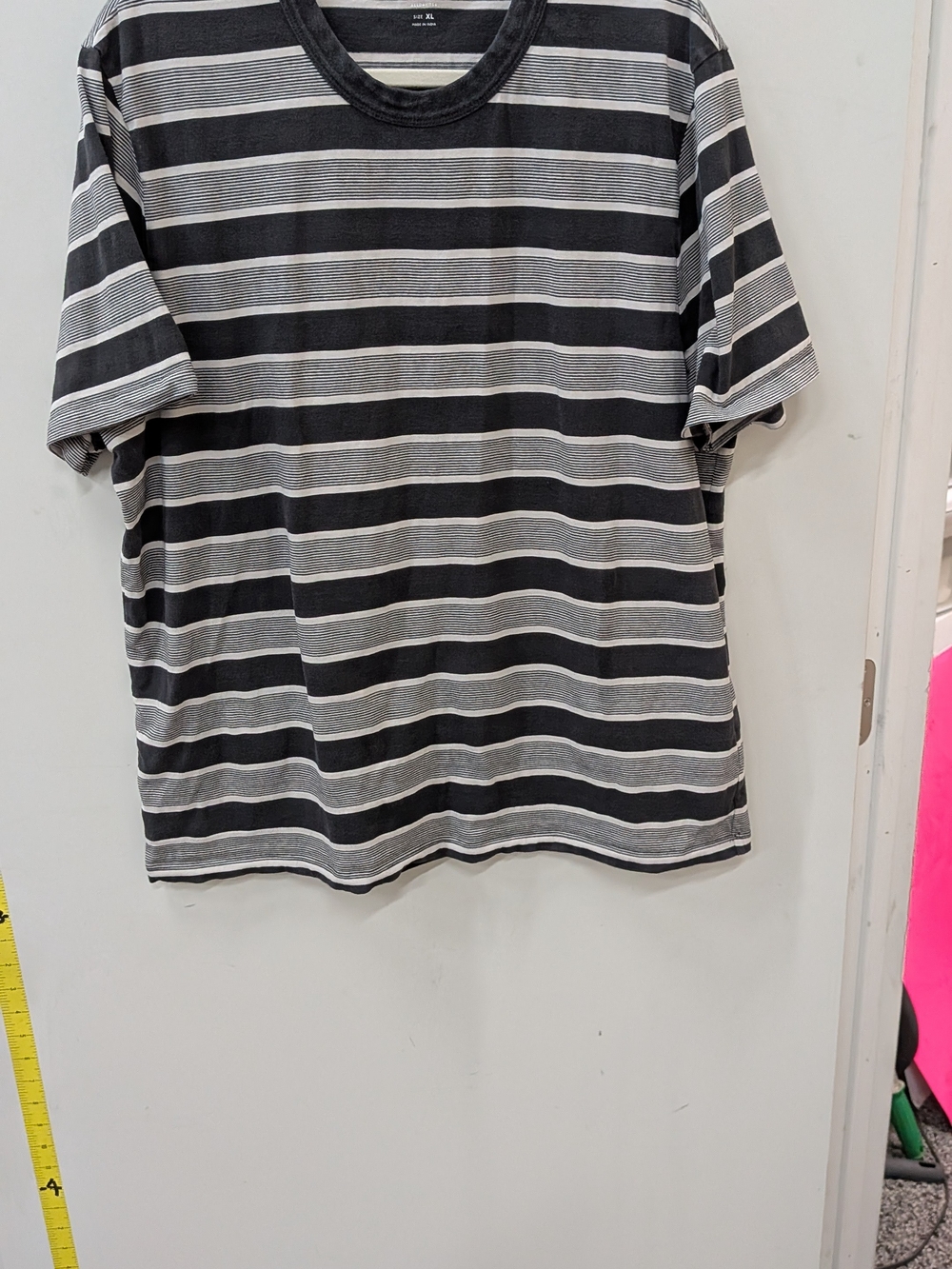 Madewell Black and Gray Striped Short Sleeve Tee